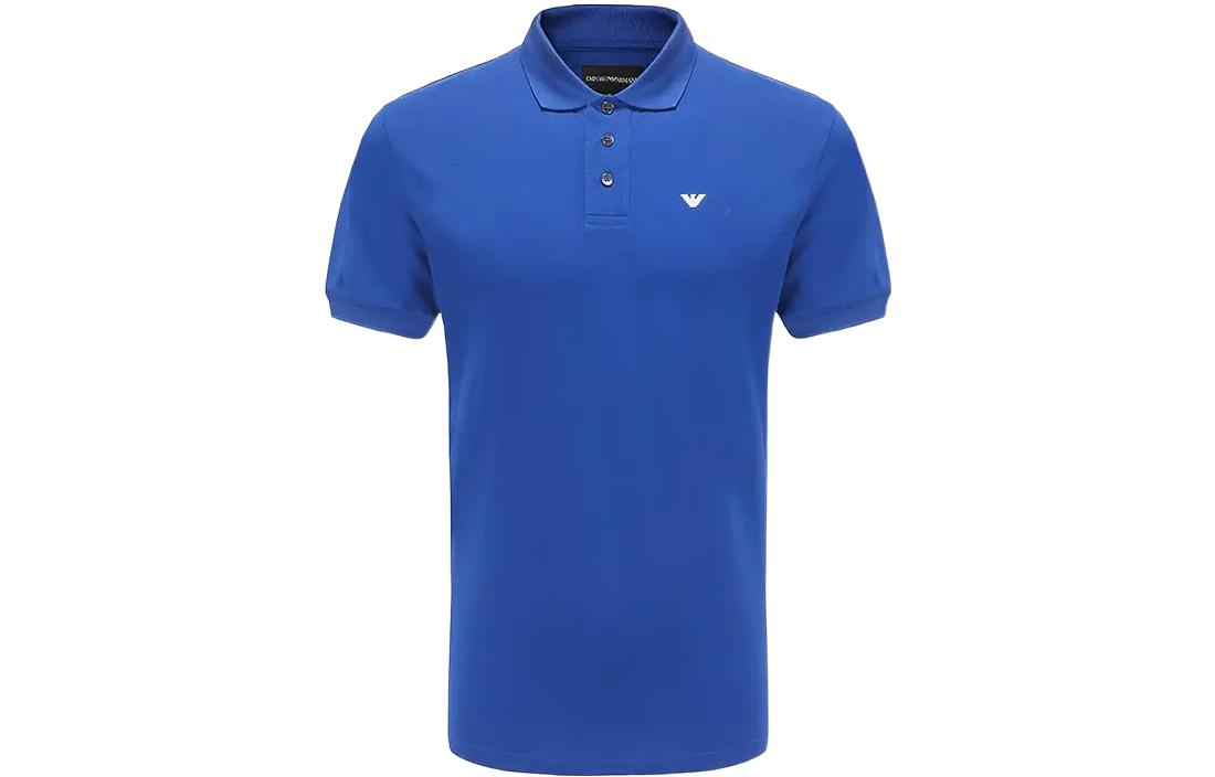 Order Emporio Armani SS22 Baju Polo Corak Logo Solid - Biru 8N1FQ2-1JTKZ-0921