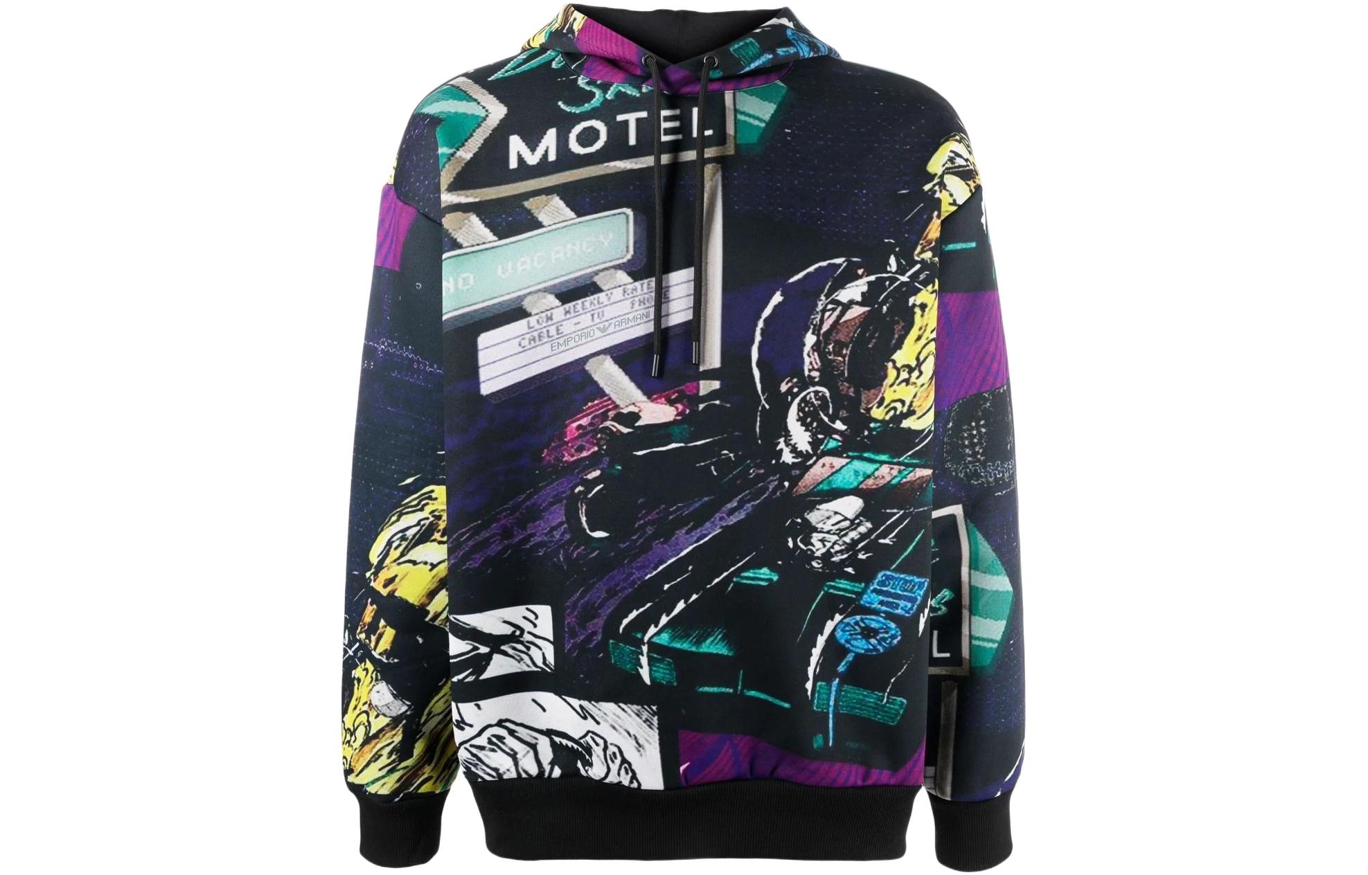 Order Emporio Armani SS22  Logo Print Drawstring Hoodie Black. 3L1M8P-1JW2Z-F014