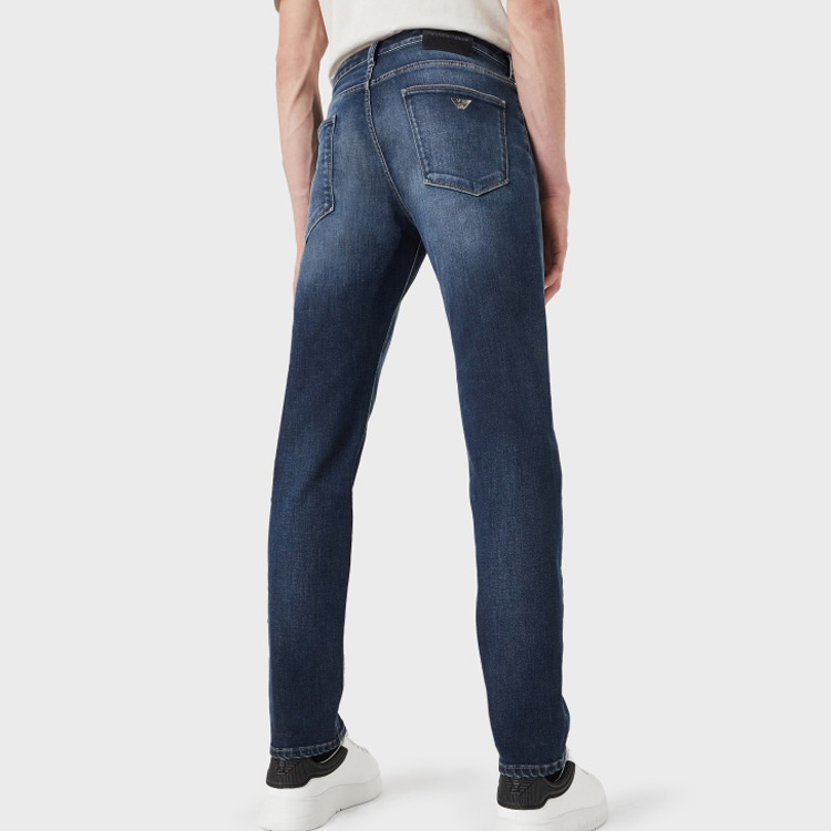 Purchase EMPORIO ARMANI SS22 修身款藍色破洞牛仔褲拉鍊鈕扣設計 3L1J06-1DN8Z-0942