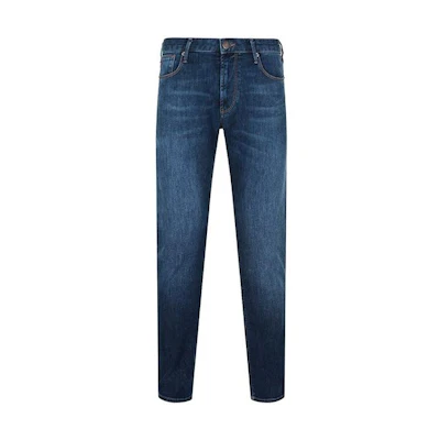 EMPORIO ARMANI SS22 Slim Fit Mid-Rise Blue Denim Jeans with Zipper Closure 8N1J06-1G0LZ-0942