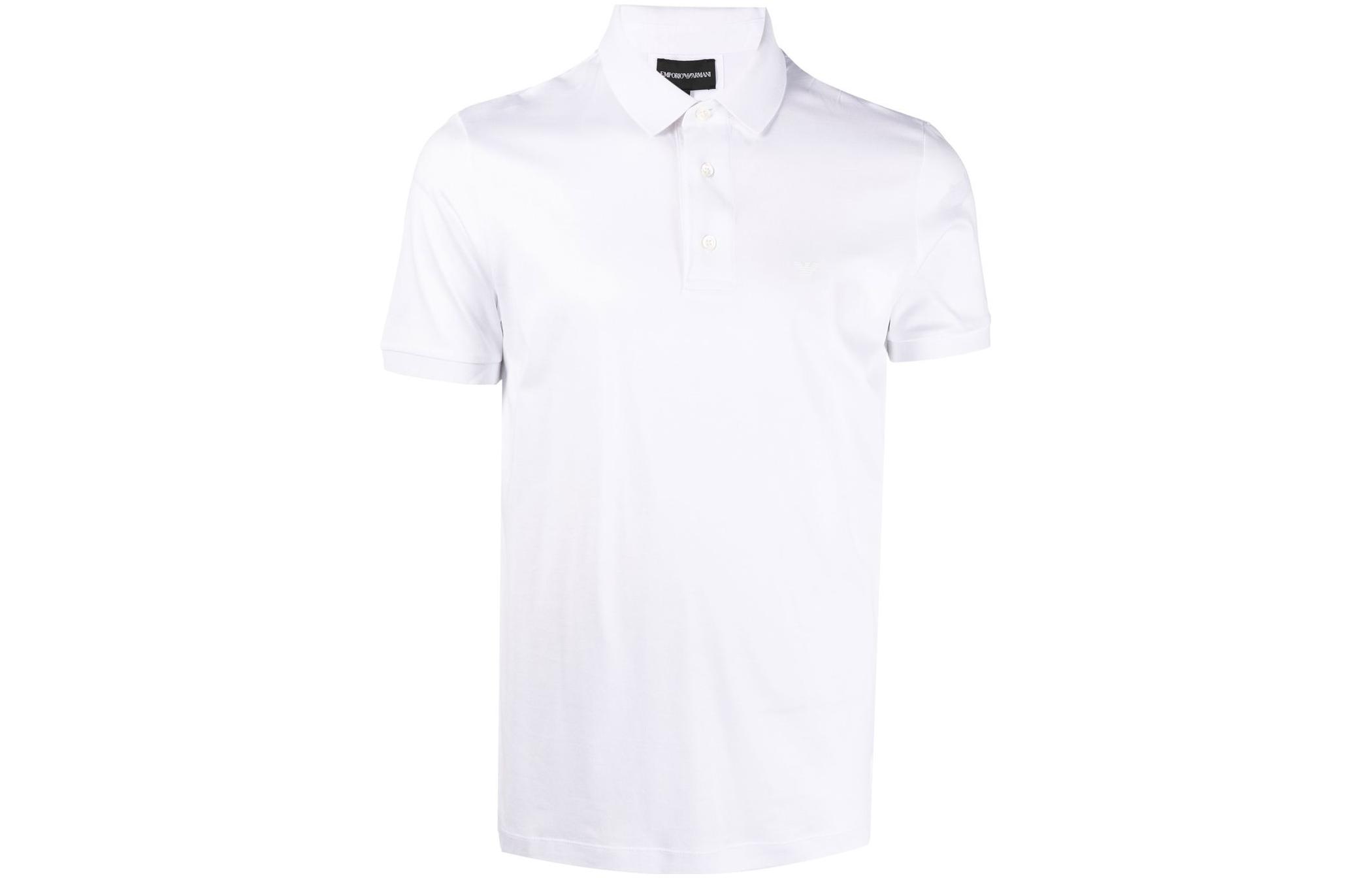 Order EMPORIO ARMANI SS22 Kaos Polo Lengan Pendek Warna Polos Putih 8N1F96-1JUVZ-0100