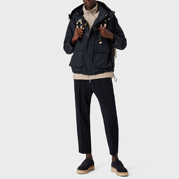 Lookbook エンポリオアルマーニ SS22 フーデッドパファージャケット ネイビーブルー 2点セット 3L1BG4-1NTHZ-0920
