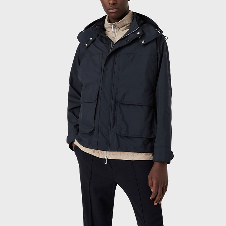 Shop エンポリオアルマーニ SS22 フーデッドパファージャケット ネイビーブルー 2点セット 3L1BG4-1NTHZ-0920