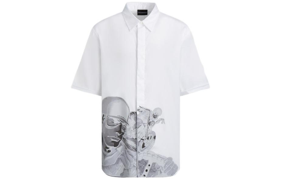 Order EMPORIO ARMANI SS22  White Button-Up Shirt with Graphic Print. I1CC3I-I128C-102