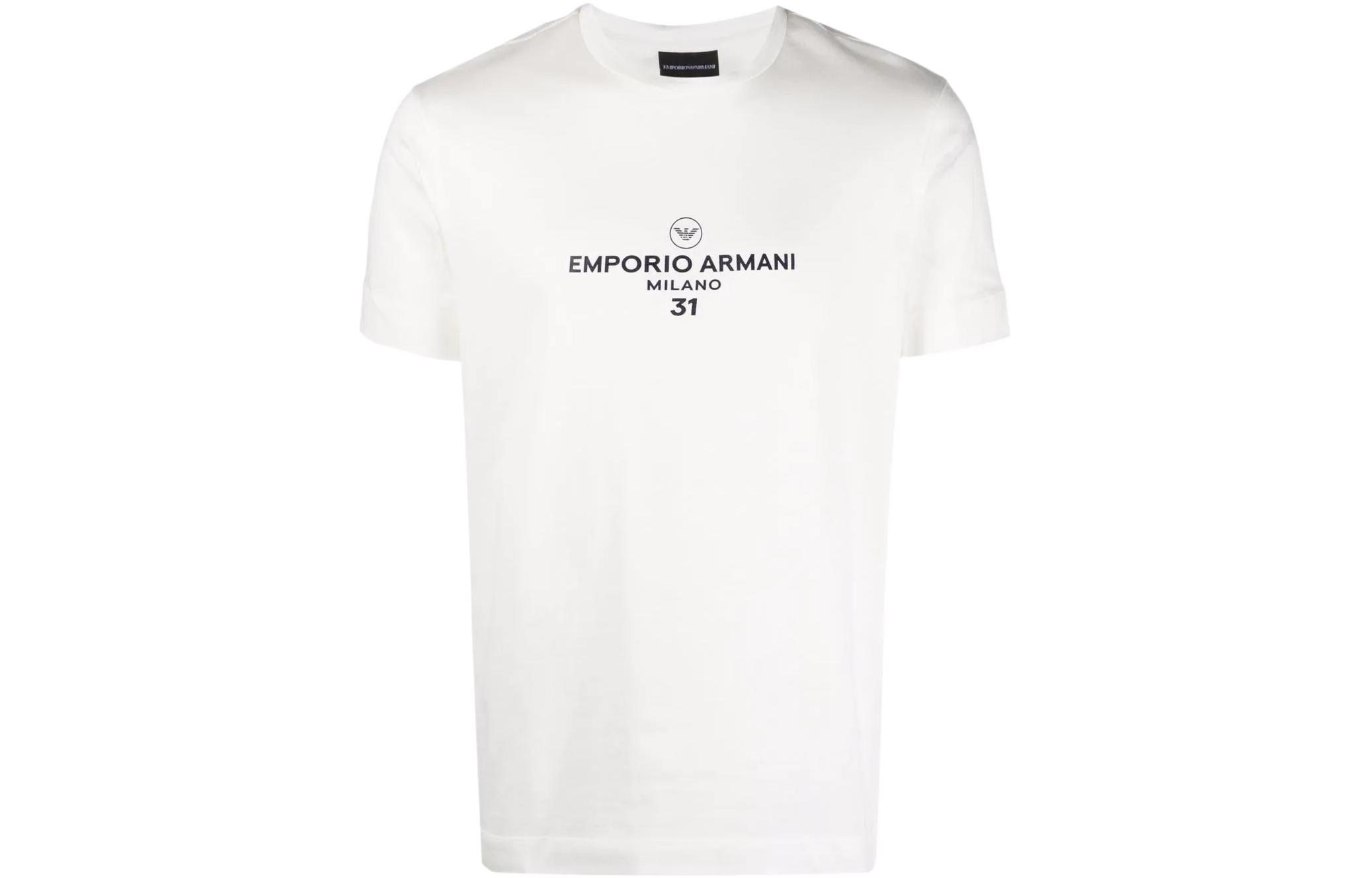 Emporio Armani SS22  White Logo Print Short Sleeve T-Shirt. 3L1TCP-1JSAZ-0101