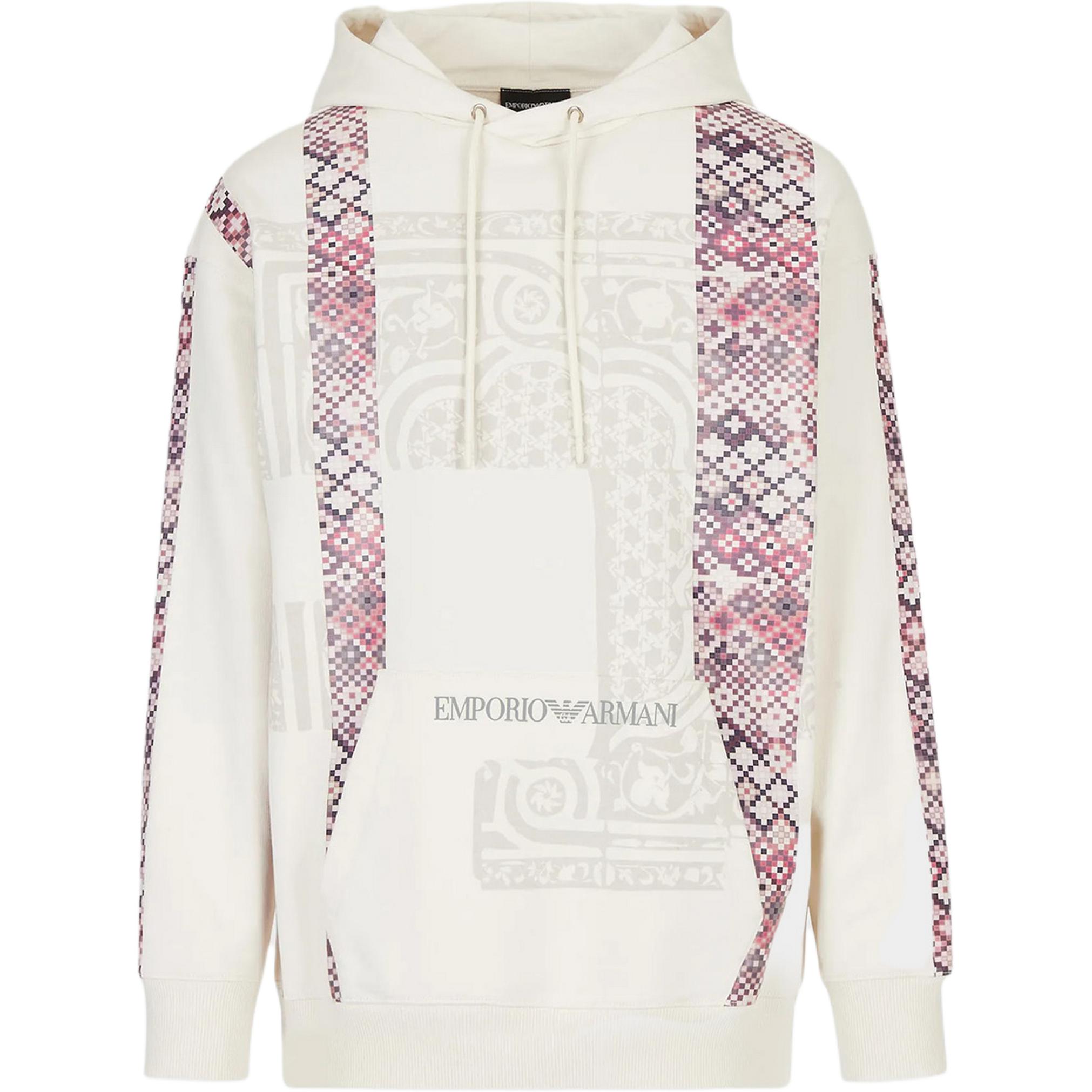 Buy Emporio Armani SS22  White Printed Hoodie Long Sleeve Casual Sweatshirt. 6L1M6R-1JA2Z-0103