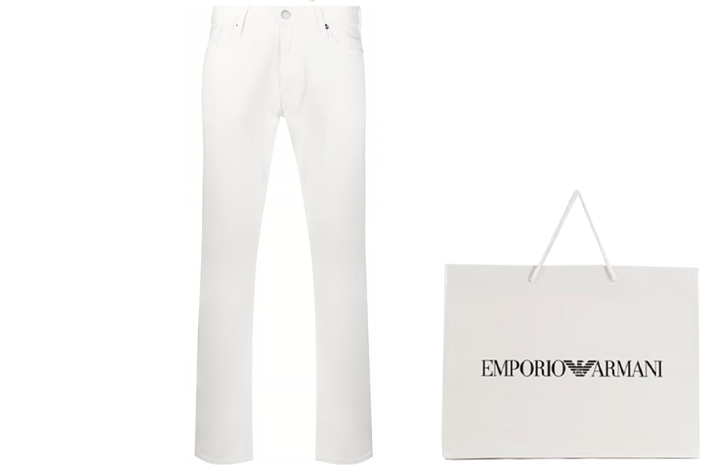 EMPORIO ARMANI SS22  White Slim Straight Denim Jeans with Logo Patch. 8N1J061-NJ9Z-0101 圖 3
