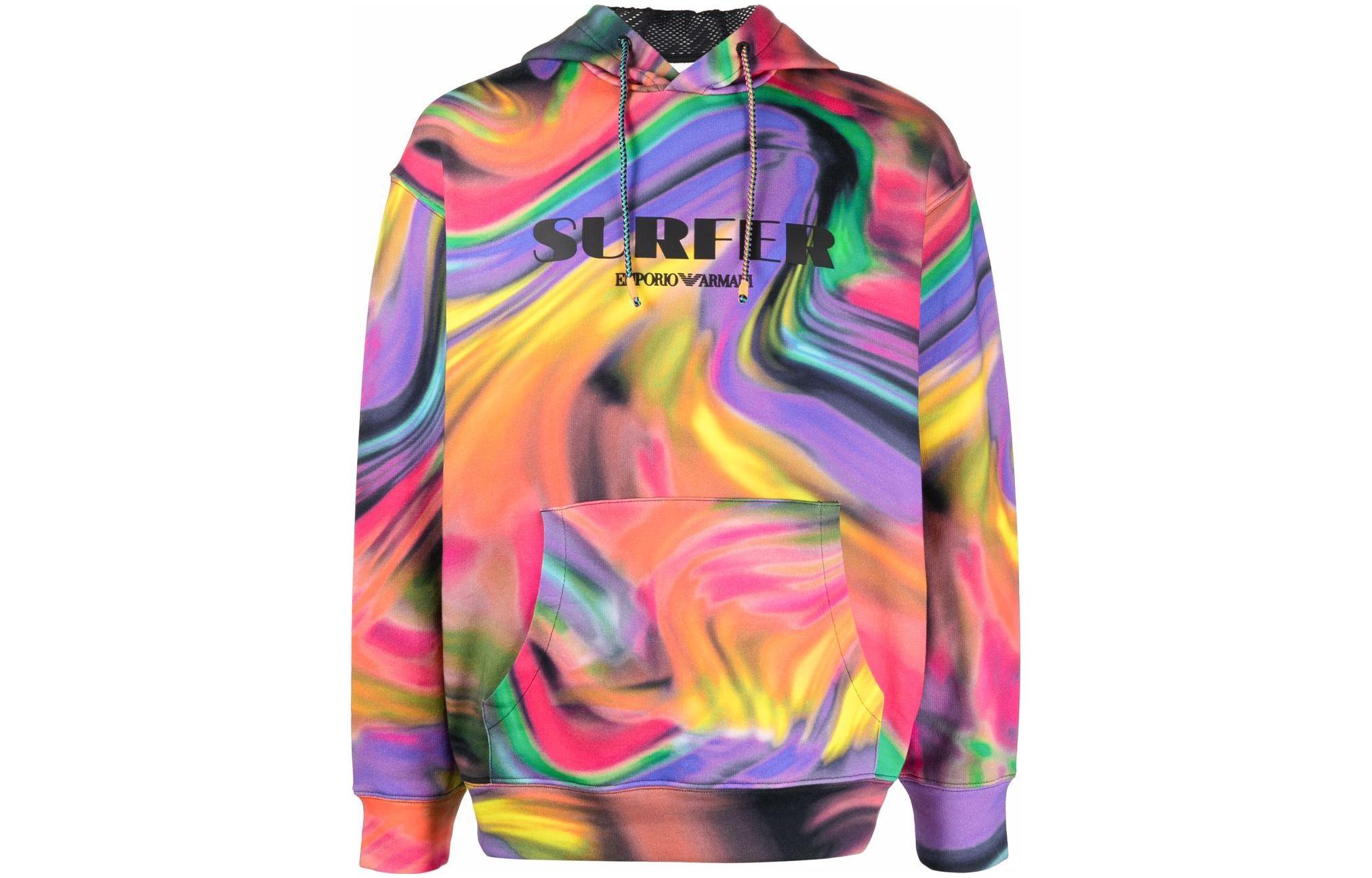 EMPORIO ARMANI SS22 Abstract Print Multicolor Hoodie Men’s Colorful. 3L1M7B-1J88Z-F933