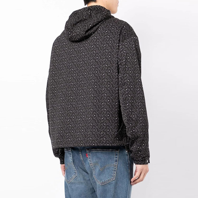 Shop エンポリオ アルマーニ SS22 抽象プリント ジップアップ フーディージャケット グレー メンズ 3L1BD3-1NDEZ-F049