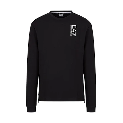 Emporio Armani SS22 Big Logo Cotton Pullover Sweatshirt Men’s Black 6LPM59PJHDZ-1200