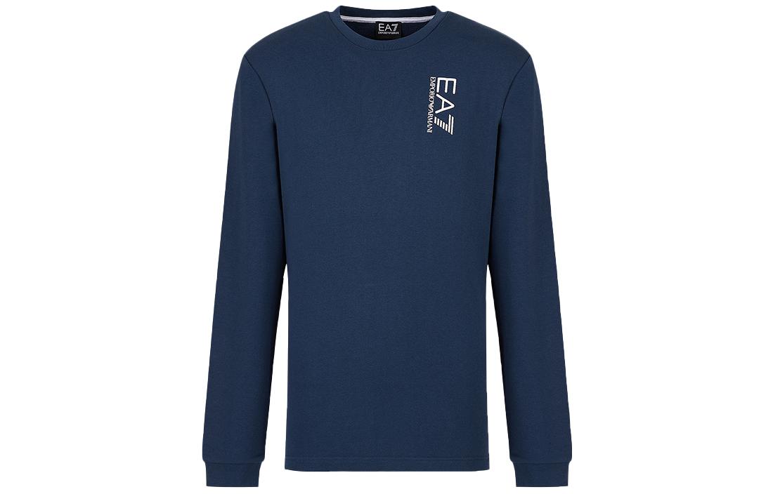 Emporio Armani SS22 Big Logo Cotton Pullover Sweatshirt Men’s Blue 6LPM59PJHDZ-1568