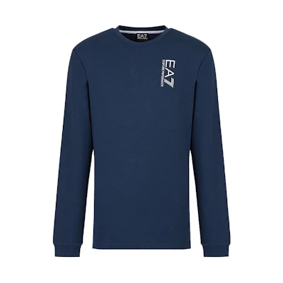 Emporio Armani SS22 Big Logo Cotton Pullover Sweatshirt Men’s Blue 6LPM59PJHDZ-1568