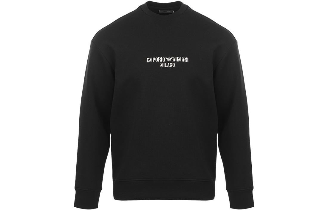 Emporio Armani SS22 Black Casual Crewneck Pullover Sweatshirt Men 3L1MFE-1JHSZ-0999