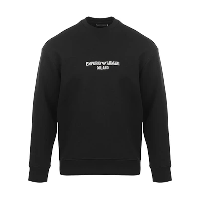 Emporio Armani SS22 Black Casual Crewneck Pullover Sweatshirt Men 3L1MFE-1JHSZ-0999