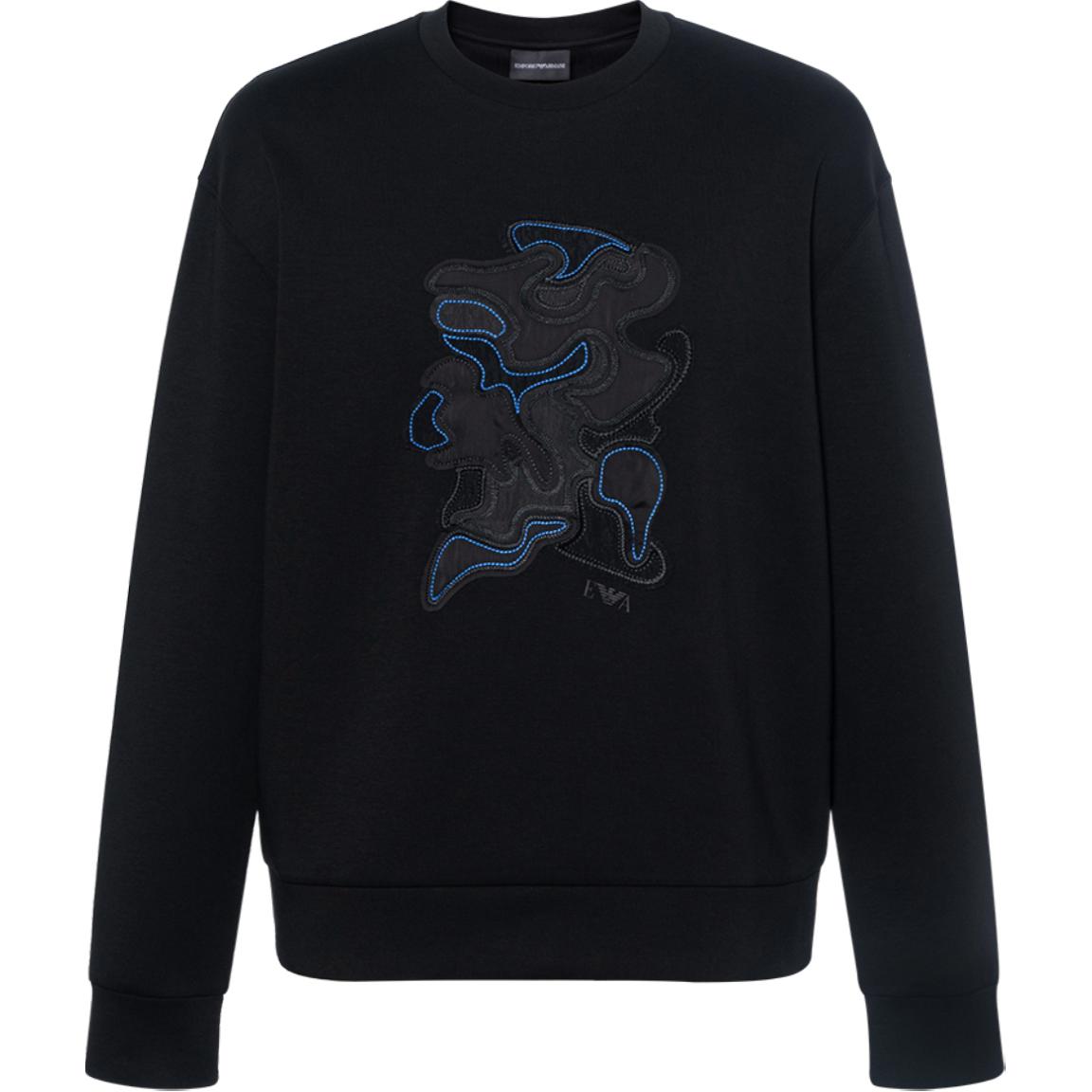 Emporio Armani SS22 Black Embroidered Casual Pullover Sweatshirt 3K1MD9-1JHSZ-0999