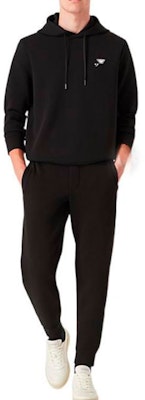 EMPORIO ARMANI SS22 Black Hoodie Fun Graphic Plain Long-Sleeve 6K1MB7-1JHSZ-0999 Lookbook EMPORIO ARMANI SS22 Black Hoodie Fun Graphic Plain Long-Sleeve 6K1MB7-1JHSZ-0999