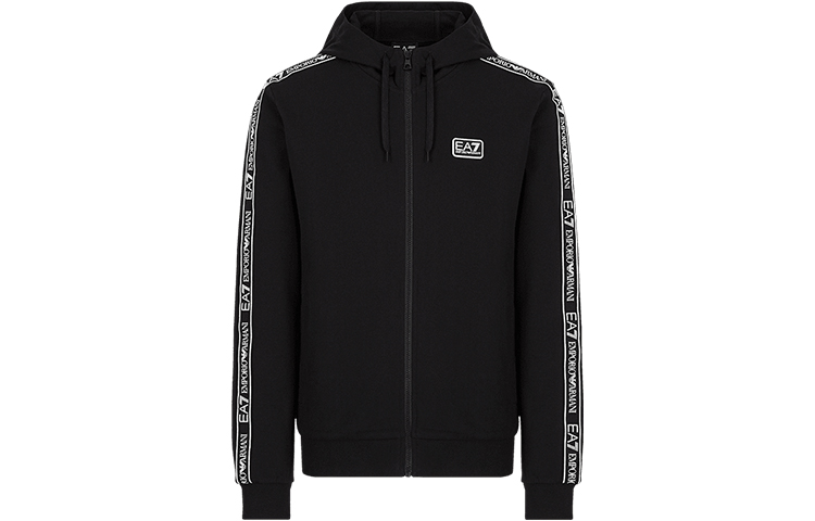 Emporio Armani SS22 Black Hoodie with Shoulder Logo Tape Design 3LPM40-PJ05Z-0200