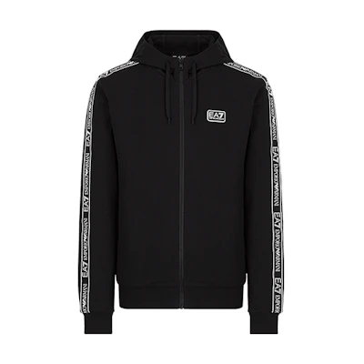 Emporio Armani SS22 Black Hoodie with Shoulder Logo Tape Design 3LPM40-PJ05Z-0200