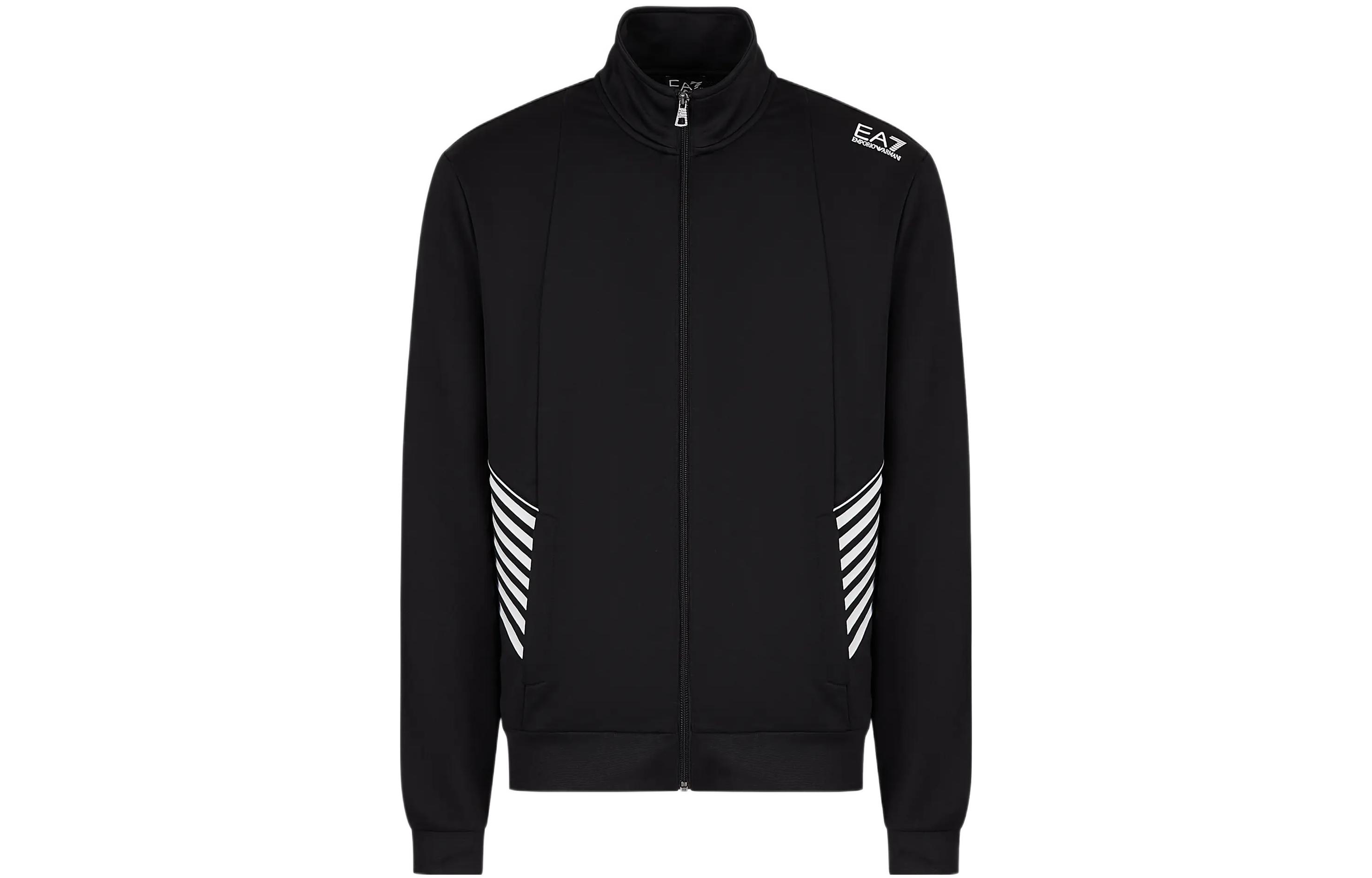 Emporio Armani SS22 Black Letter Stripe Print Zip Sweatshirt 6LPM11-PJ16Z-1200