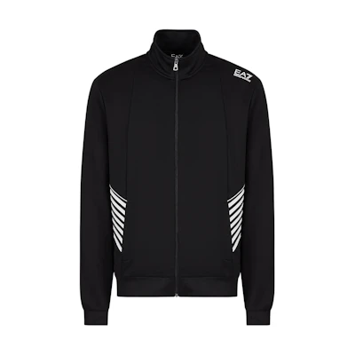 Emporio Armani SS22 Black Letter Stripe Print Zip Sweatshirt 6LPM11-PJ16Z-1200