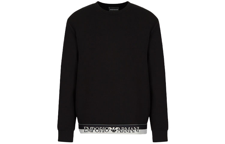 Emporio Armani SS22 Black Logo Pullover Sweatshirt for Men 3L1MFW-1JHSZ-0999