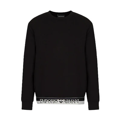 Emporio Armani SS22 Black Logo Pullover Sweatshirt for Men 3L1MFW-1JHSZ-0999