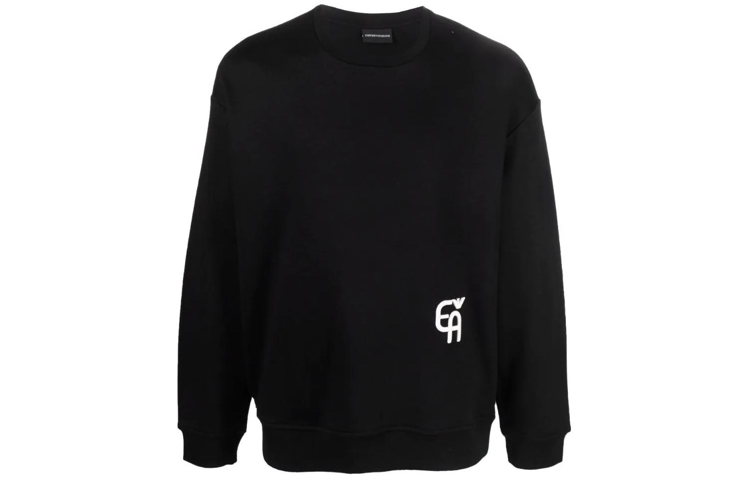 Emporio Armani SS22 Black Long-Sleeve Logo Print Crewneck Sweatshirt 3L1MCQ1JRIZ0999