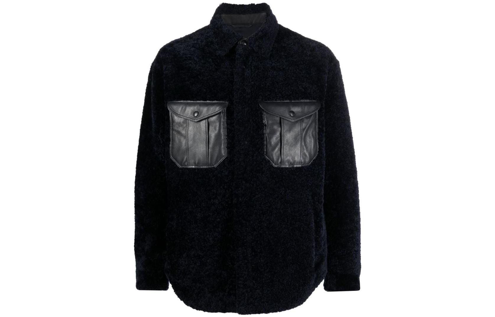 Emporio Armani SS22 Black Shearling Jacket with Button Closure H3SC01CSP14922