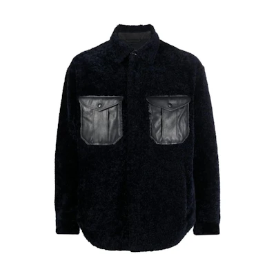 Emporio Armani SS22 Black Shearling Jacket with Button Closure H3SC01CSP14922