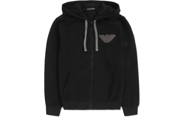 Emporio Armani SS22 Black Solid Color Hoodie Casual Sweatshirt 111784-1A57100-0200
