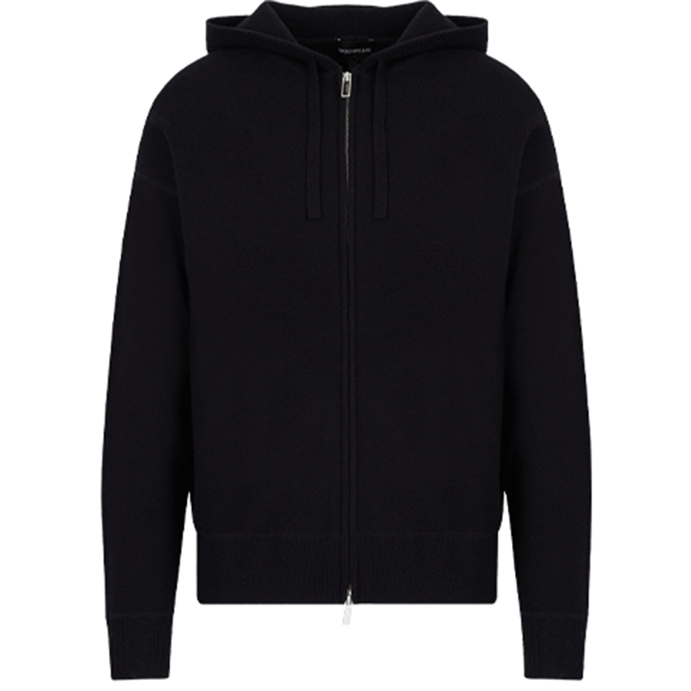 Emporio Armani SS22 Black Solid Color Zip-Up Hoodie Jacket 3L1MX4-1MGUZ-0920