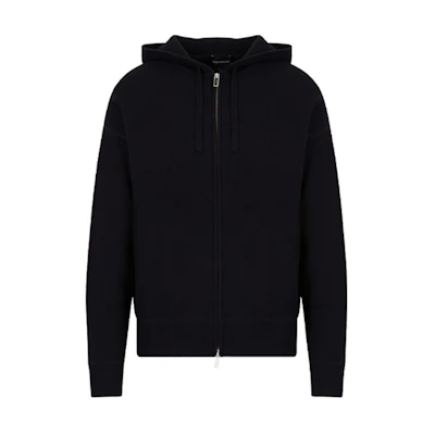 Emporio Armani SS22 Black Solid Color Zip-Up Hoodie Jacket 3L1MX4-1MGUZ-0920