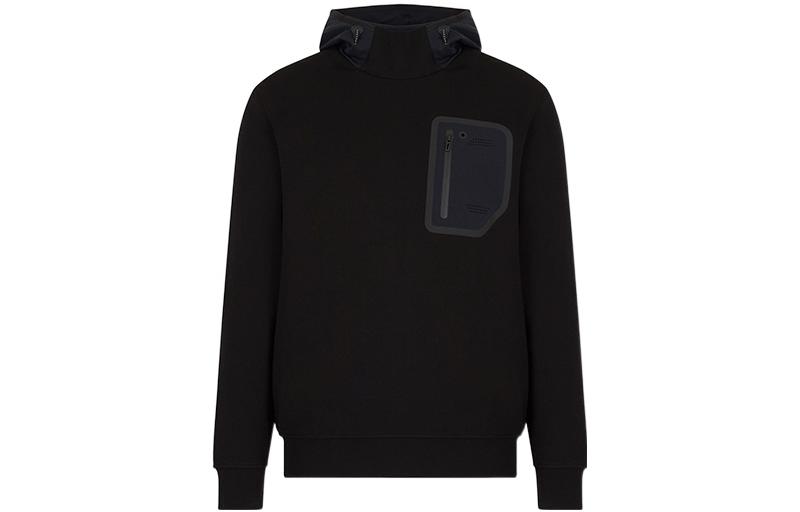 Emporio Armani SS22 Black Solid Long-Sleeve Pullover Hoodie 3L1MCH-1JHSZ-0999