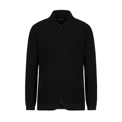 Emporio Armani SS22 Black Solid Zipper Closure Jacket 3L1GV1-1M19Z-0999