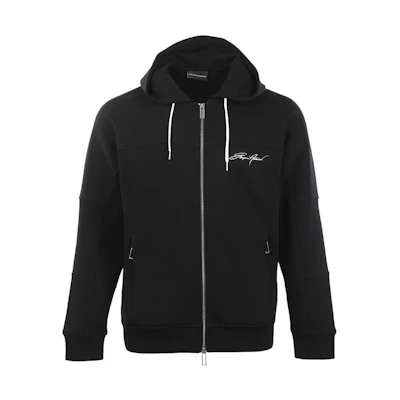 Emporio Armani SS22 Black Zip-Up Printed Hoodie Jacket for Men 3L1MFJ-1JHSZ-0999