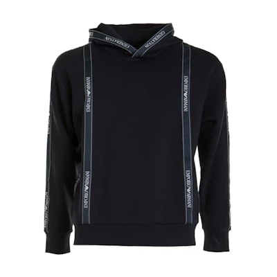 Emporio Armani SS22 Blue Cotton Logo Stripe Hoodie 6H1M82-1JHSZ-0920