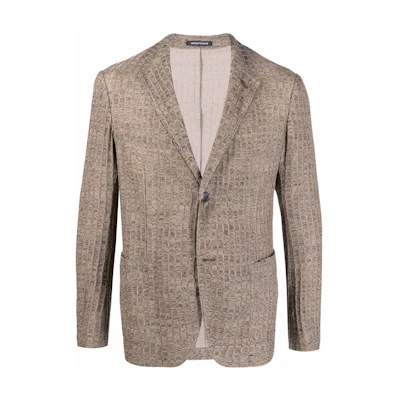Emporio Armani SS22 Brown Solid Woven Single-Breasted Blazer Jacket I1G510-I1D07-420