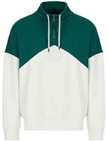 Emporio Armani SS22 Colorblock Half-Zip Pullover Loose Fit Sweatshirt White/Green 6L1M81-1JWPZ-F517 Emporio Armani SS22 Colorblock Half-Zip Pullover Loose Fit Sweatshirt White/Green 6L1M81-1JWPZ-F517