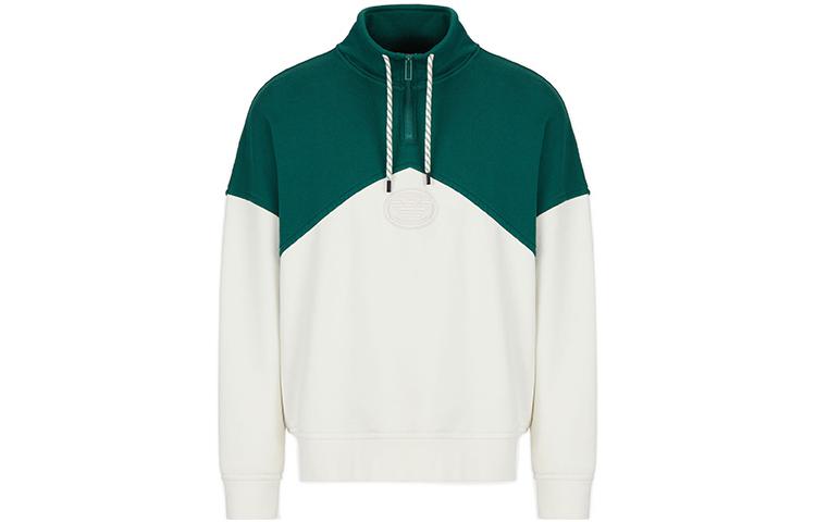 Order Emporio Armani SS22 拼接配色半拉鍊寬鬆版型衛衣 白/綠 6L1M81-1JWPZ-F517