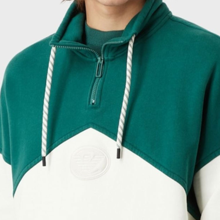 Sizing Emporio Armani SS22 拼接配色半拉鍊寬鬆版型衛衣 白/綠 6L1M81-1JWPZ-F517