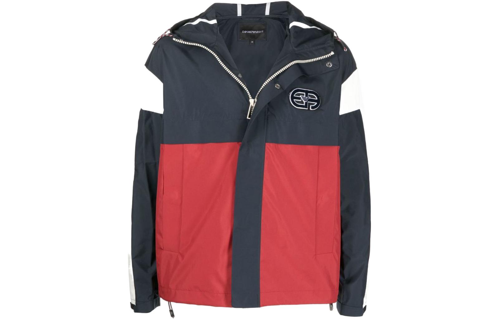 Emporio Armani SS22 Colorblock Logo Hooded Jacket - Crimson Red 3L1BB61NTHZFF313