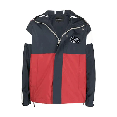 Emporio Armani SS22 Colorblock Logo Hooded Jacket - Crimson Red 3L1BB61NTHZFF313