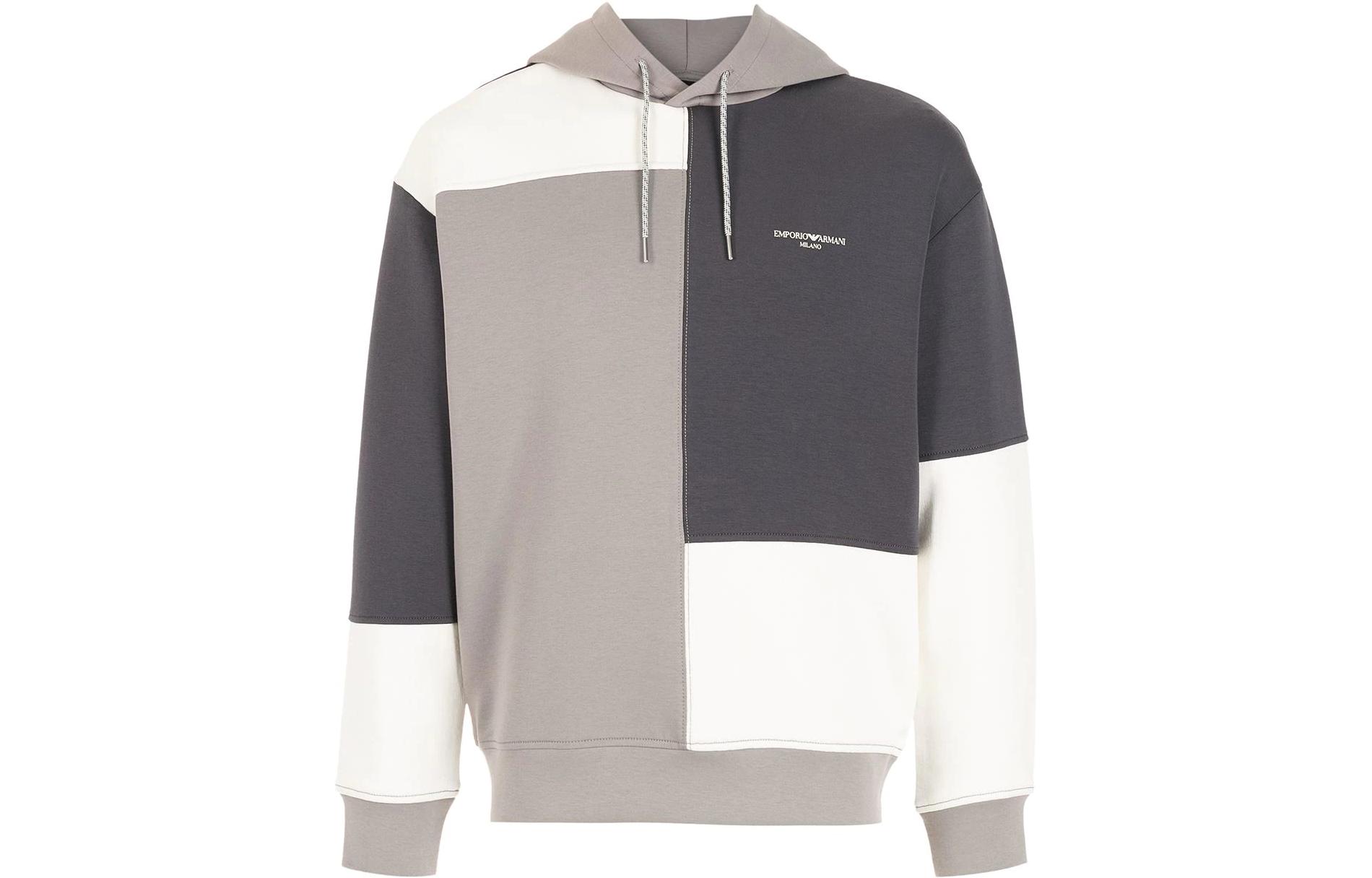 Emporio Armani SS22 Colorblock Logo Print Hoodie Grey () 3L1MFI-1JBSZ-F651