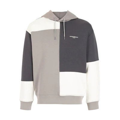 Emporio Armani SS22 Colorblock Logo Print Hoodie Grey () 3L1MFI-1JBSZ-F651