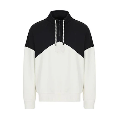 Emporio Armani SS22 Colorblock Pullover Hoodie Black 6L1M81-1JWPZ-F920