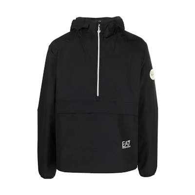 Emporio Armani SS22 EA7 Black Hooded Windbreaker Jacket 3LPB21PN5TZ1200