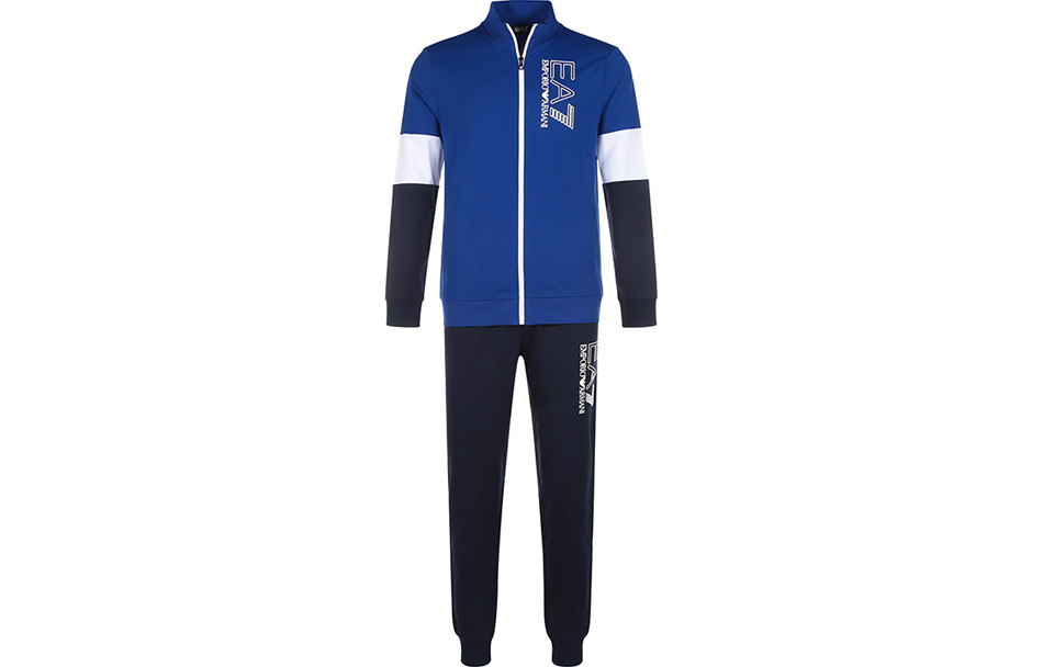 Emporio Armani SS22 EA7 Colorblock Cotton Tracksuit Set 3LPV75-PJ05Z-25BL