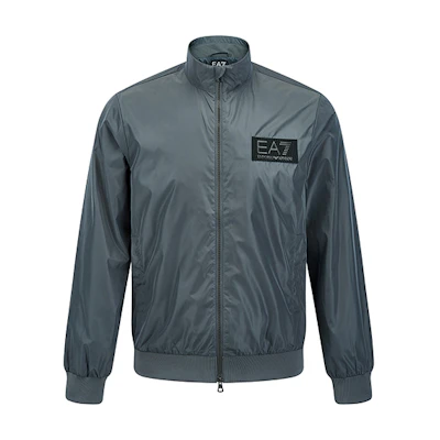 Emporio Armani SS22 EA7 Gray Solid Zip-Up Casual Logo Jacket 3LPB38-PNAGZ-1977