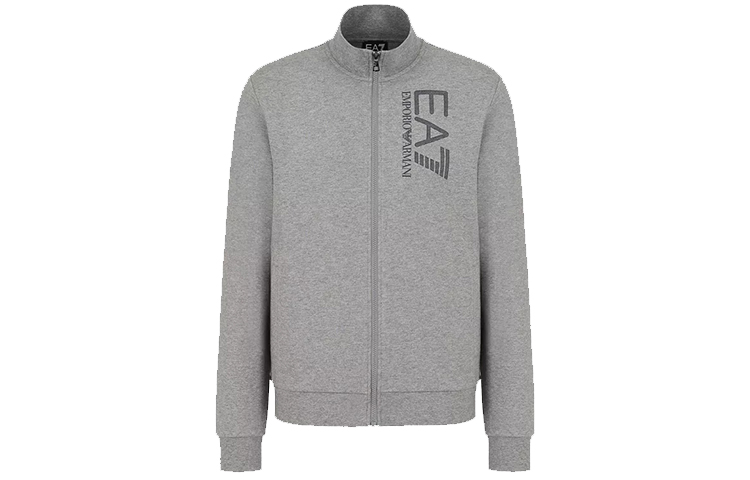 Emporio Armani SS22 EA7 Grey Zipper Sweatshirt Jacket with Letter Print 3KPM61-PJ05Z-3905