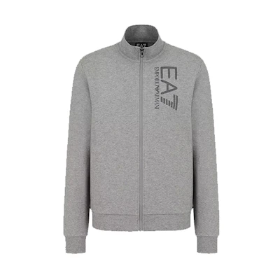 Emporio Armani SS22 EA7 Grey Zipper Sweatshirt Jacket with Letter Print 3KPM61-PJ05Z-3905